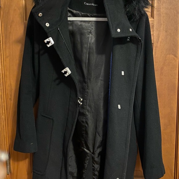 Calvin Klein for Womens Coat Jacket Wool Black Size 10 - Picture 2 of 8